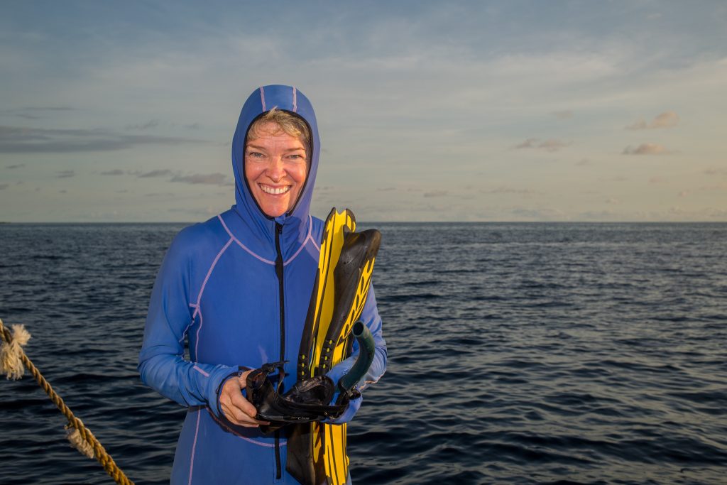 Me getting ready for the first snorkel of the day off the back of the live aboard Reef Encounter, Saxon Reef, off Cairns on April 1, 2023. The water was warm and crystal clear. I did about a dozen snorkels, each more than one hour over three days at about six reefs. I saw lots of fish and coral, no crown-of-thorns or bleaching.