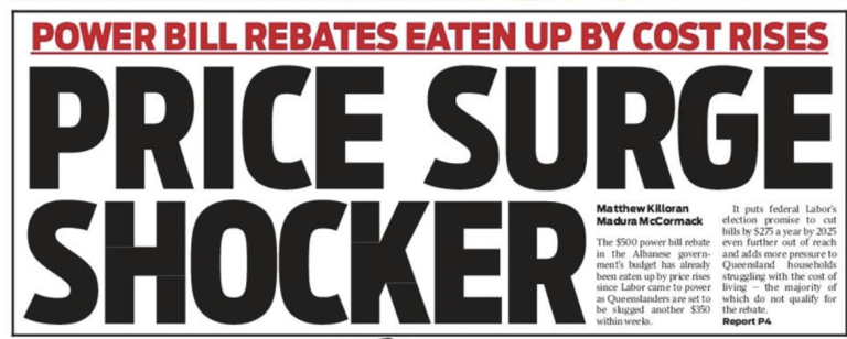 This headline is from today’s Courier Mail. Other newspapers report: The offers, which cover New South Wales, South Australia and south-east Queensland, indicate prices will rise between 19.6% and 24.9% for residents, similar to the draft levels announced in March. Victoria also announced a 25% rise to its default offer.